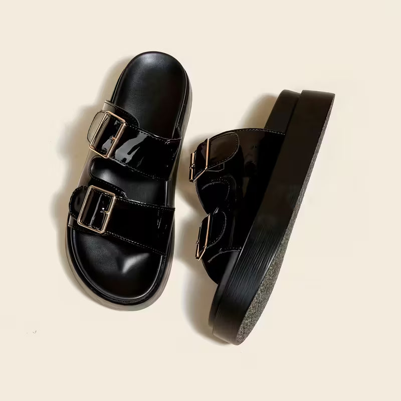 Sandalias de mujer de color liso, y con suela gruesa