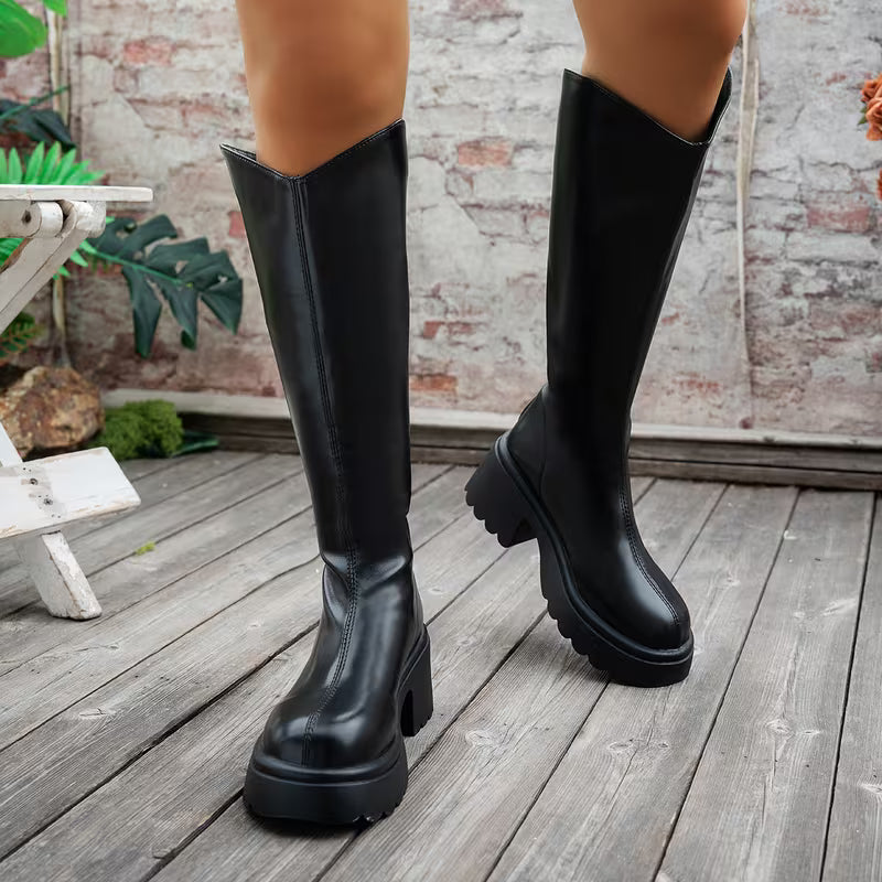 Botas de media caña para mujer, zapatos de exterior con tacón